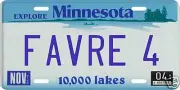 Brett Favre Minnesota Vikings #4 License plate