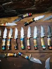 CUSTOM LOT OF 30PCS, 6'' INCH SKINNER KNIFE HANDLE HANDMADE DAMASCUS USA
