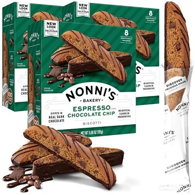 3 Pack - Nonni's Bakery Espresso Chocolate Chip Biscotti Cookies - 8 Count