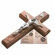Saint Benedict wall Crucifix Handmade Silver Tone Corpus - 6.25 Inches