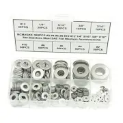 360PCS #2 to 7/16" 304(18-8) Stainless Steel SAE Flat Washers Assortment