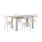Oikiture 160cm Extendable Dining Table with 4PCS Chairs Crossback White