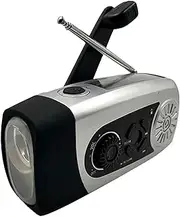 Solar Weather Radio Flashlight - FM Portable Solar Hand Crank Flashlight - 2000mAh Power Bank for Phone/Smart Phone and Earphone M/b