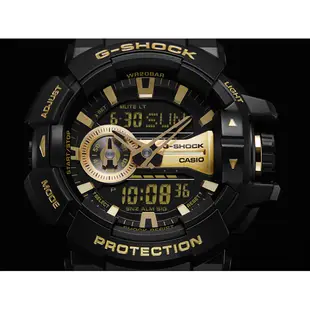 CASIO卡西歐 G-SHOCK 金屬系雙顯手錶 送禮推薦-經典黑金 GA-400GB-1A9