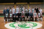 The Boston Celtics pose for a team portrait in 1984 at the Boston - Old Photo