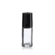 12 PCS Plain 1/6 oz 5 ml Clear Glass Roll on with Black Cap & Roller ball