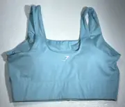 Gymshark Sports Bra Blue Square Neck Longline Medium Support Womens Size M