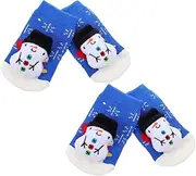 FONDOTIN 2 Pairs Christmas Toddler Socks Baby Floor Socks Anti Warm Fleece Socks