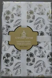 Cedarlane Luxurious Gold Foil White with Easter Egg 60x104 Oblong Tablecloth