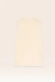 Teresa Tank Top – 100% Wool Super Fine High Neck Ribbed Tank Top, White / XL