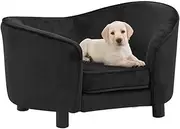 Plush Dog Bed, Dog Sofa, Pet Bed Couch with Legs for Cats, Dogs, Small Pets, Easy Assemble, 69x49x40 cm, Black