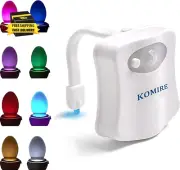 Komire Motion Sensor LED Toilet Night Light with 8-Color Changing, Battery Opera