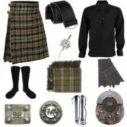 Traditional Men's Tartan kilt Outfit 11 Pcs Welsh Style Wedding Dragon kilt set.