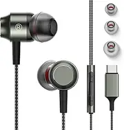 USB C Headphones for Samsung Galaxy S24 S23 FE S22 S21 S20 A53, Noise Isolating Type C Earphones, Wired Earbuds with Microphone and Volume Control, Hi-Res in-Ear Headphones for iPhone 15 16 Pro Max