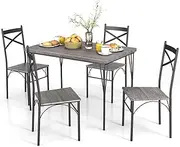 Giantex 5-Piece Dining Table Set, Modern Rectangular Dining Table & 4 Dining Chairs Set with Metal Frame, Kitchen Dining Room Furniture Set, Space-Saving Dinette Set for Office Home Breakfast Nook