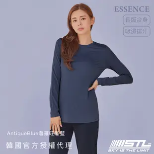 STL yoga ESSENCE LS 韓國瑜珈 本質合身 運動機能 長袖上衣 長版蓋臀 AntiqueBlue普羅旺斯藍