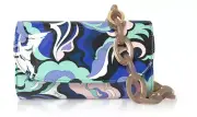 EMILIO PUCCI Optical Printed Leather Convertible Pouch/Mini Bag Cobalt Blue Wow!