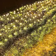 Christmas Lights Outdoor, Locinoe 200LED 3X2m Net Lights Christmas Decorations 8 Modes Waterproof Plug in for Bush Fence Wall Garden Xmas Indoors Outdoors (Warm White)