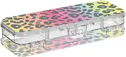 [Amooorous] Gradient Leopard Print Designed Pencil Storage Box Clear Double Layer Boxes Pens Case For Stationery Supplies With Lid