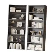 Bookshelves and Bookcases Set of 2 Floor Standing 6 Tiers Display Storage