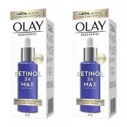 2X Olay REGENERIST Retinol 24 Max Night Serum 30ml RRP $139