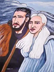 GAME OF THRONES PAINTING jon snow daenerys targaryen kip harington emilia clarke