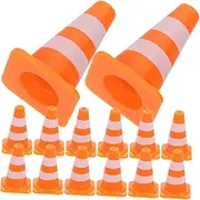 FUNNETOYU 20pcs Mini Traffic Cones and Road Signs for Simulation Traffic Barricade for Imaginative Play and Learning Concepts