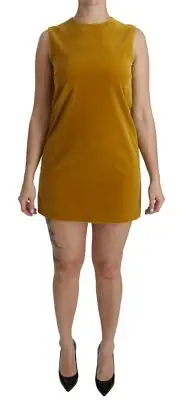 Dolce & Gabbana Mustard Velvet Shift Mini Women's Dress Authentic