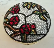 JUDITH LEIBER VINTAGE COMPACT Swarovski multicolor jeweled pressed powder mirror
