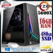 AMD Ryzen 5 5600X 4.6GHz 16GB RAM 480GB SSD Gaming Computer Desktop System PC