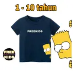 FREEKIDS兒童T恤辛普森圖案1-10歲童裝1-10歲辛普森圖片男女