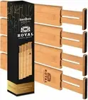 Expandable Bamboo Kitchen Drawer Dividers Organizers Adjustable 4Pcs, 13.25-16"