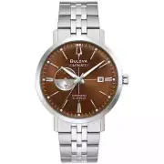 Bulova Men's Automatic Aerojet Open Heart Skeleton Silver Watch 41mm 96B375