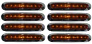8x Side Amber LED Marker Lights Color Orange Lens Chrome Lamps for Scania Volvo