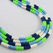 One Strand 290pcs 4 Colour White Navy Lime Sky Polymer Clay Bead Katsuki 6mm