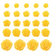60 Pcs Yellow Resin Rose Flower Beads, 5 Size Flatback Flower Charm
