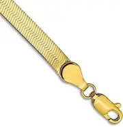 [JewelryWeb] 10k Solid Yellow Gold 4.0mm Silky Herringbone Chain Bracelet Link-Bracelet for Women and Men