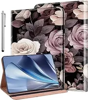 [ALILANG] Case for Samsung Galaxy Tab S9 FE Plus/Samsung Tab S9 Plus 12.4 Inch 2023 with Stylus, Folding Stand Cover for Samsung Tab S9 FE Plus Case-Rose