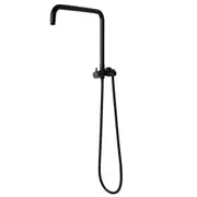 ACA Bath Round Gooseneck Shower Wall Arm Diverter 1.5m Water Hose Black