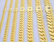 14K Yellow Gold Miami Cuban Royal Monaco Link Chain Necklace 5mm-17mm, 18"- 30"