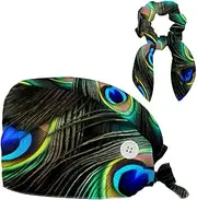 [YTYVAGT] Scrub Caps Women,Scrub Hats Suitable for Women,Animal Peacock Feather Pattern