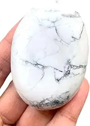 crystalmiracle White Howlite Gemstone Oval PalmStone Crystal Healing Wellness Energy Meditation Pocket Stone Gift Reiki Feng Shui Chakra Balancing