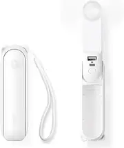 JISULIFE Handheld Mini Fan, 3 IN 1 USB Rechargeable Portable Fan [12-19 Working Hours] with Power Bank, Flashlight, Pocket Design for Travel/Summer/Concerts/Lash, Gifts for Women (White)