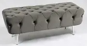 Sunny Décor Bed end Velvet rec Bench with Chrome Silver feet - Charcoal Grey 120cm x 50cm x 45cm- Mid-Century Modern
