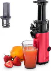 Dash Deluxe Compact Masticating Slow Juicer, Cold Press Juicer w/ Brush (Red)