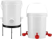 Pet Scene 20L Chicken Feeder Waterer Set, Raised Stand Auto Water Food Dispenser for Chook Hen Chick Poultry, with Drinker Cup, PVC Feeding Port
