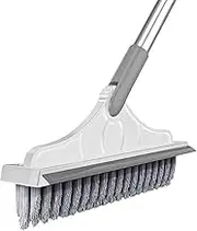 Floor Scrubber Cleaning Scrub Brush with Long Handle Deck Brushes for Scrubbing Heavy Duty 2 in 1 Floor Scrub Brush with Squeegee 120° Rotating Tile Brush for Cleaning Bathroom Patio Kitchen Toilet