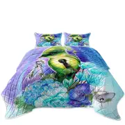 Magical Fantasy Art Key Bird with Flowers Coverlet