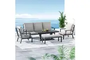 Gardeon 5-Piece Outdoor Furniture Setting Table Chair Set Aluminium Sofa 7-Seater