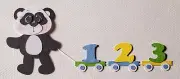 Baby Panda Bear Boy 123 Train. Scrapbook, Card making Paper Piecing